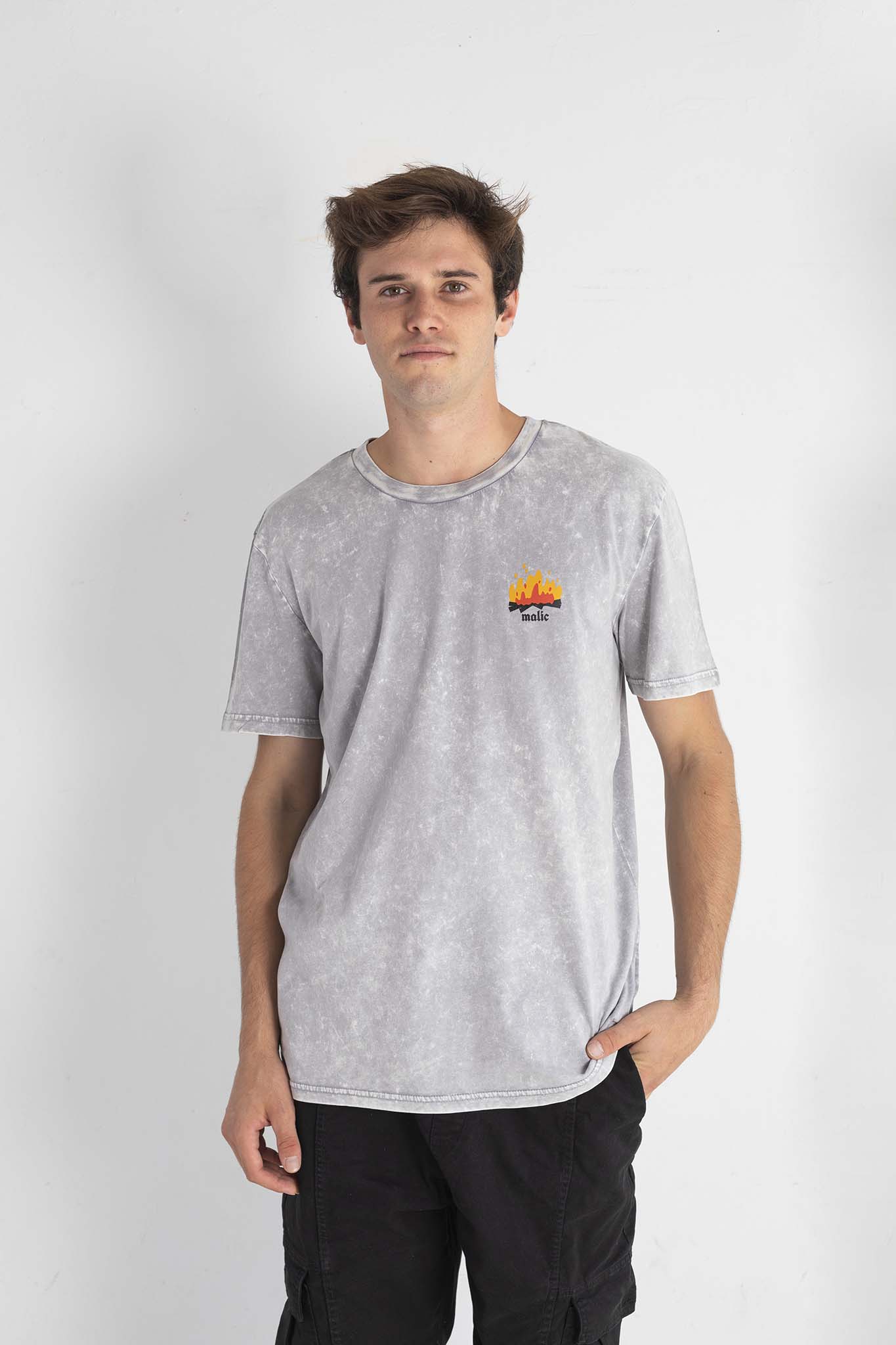 Camiseta DON'T PANIC gris vintage
