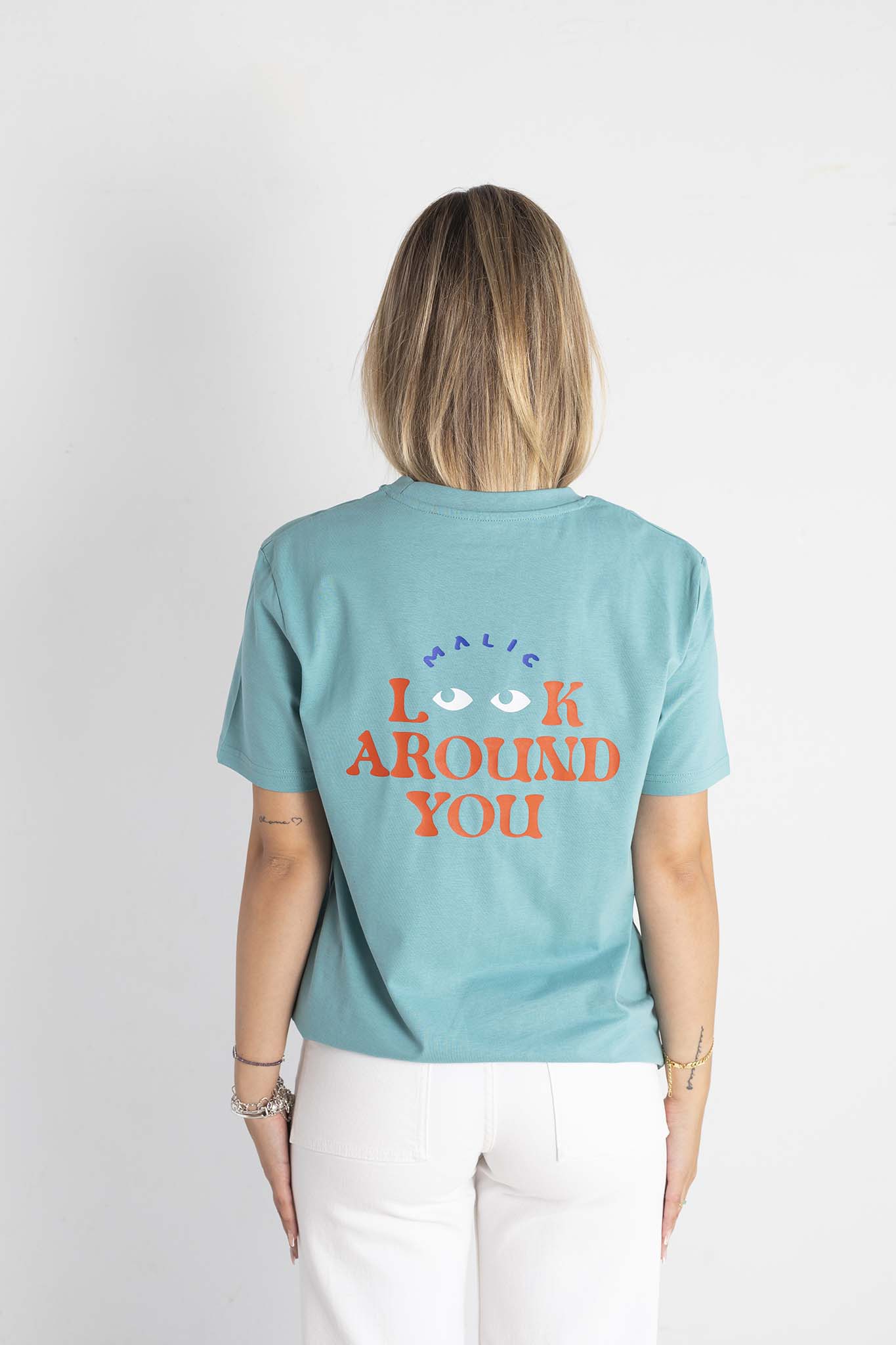 Camiseta LOOK AROUND turquesa